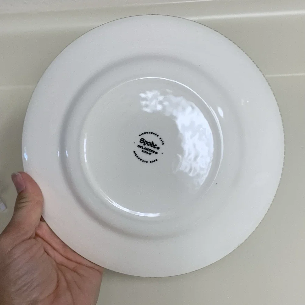 3 Spode Delamere Brown Earthenware Salad Plate England Imperial Flower Rim 7 7/8